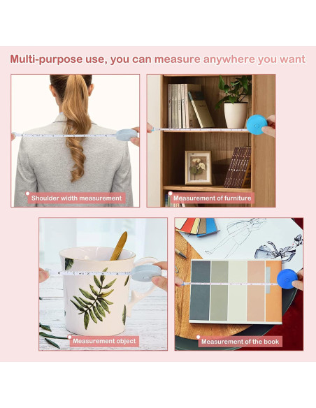 Paquete de 4 cintas métricas retráctiles 150 cm xunhewi