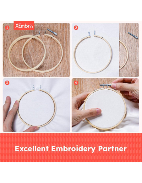 Juego de 9 Aros de Bordado XEmbro 4 Pulgadas Ajustables