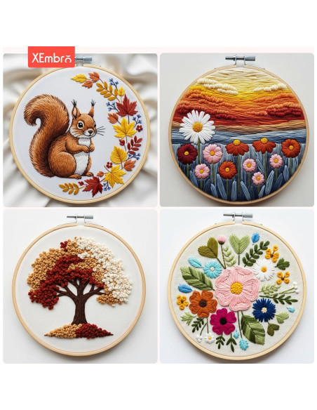 Juego de 9 Aros de Bordado XEmbro 4 Pulgadas Ajustables