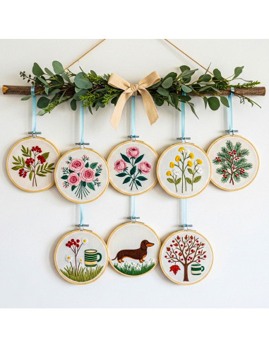 Juego de 9 Aros de Bordado XEmbro 4 Pulgadas Ajustables