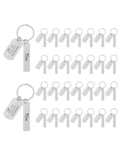 30 Etiquetas de Llaveros de Acero Inoxidable Grabables MAQUITA