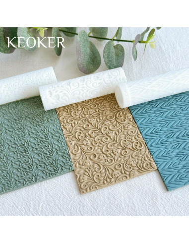 Rodillo de Textura de Arcilla Polimérica KEOKER 3 Piezas
