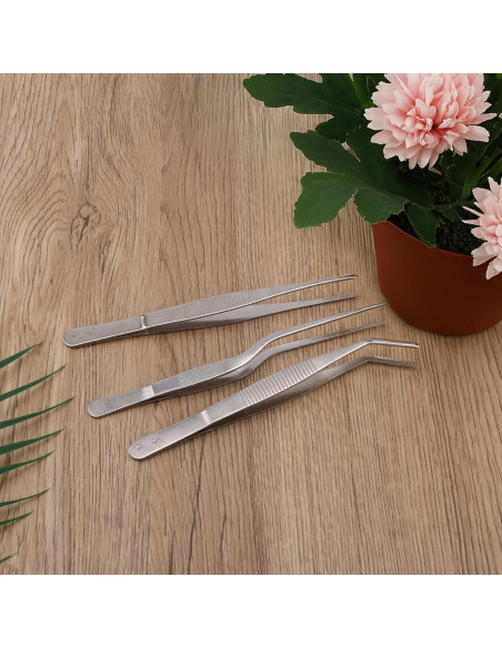 Juego de 3 Pinzas de Acero Inoxidable Tinoaly 16cm para Jardinería