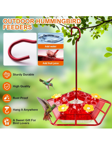 Alimentador de Colibríes Morikey 10 oz - 2 Paquete A Prueba de Hormigas