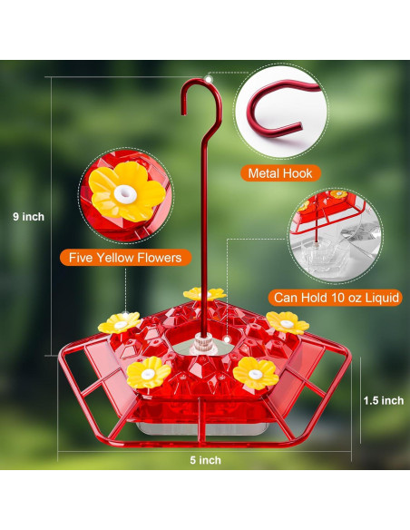 Alimentador de Colibríes Morikey 10 oz - 2 Paquete A Prueba de Hormigas