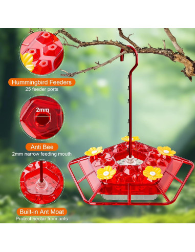 Alimentador de Colibríes Morikey 10 oz - 2 Paquete A Prueba de Hormigas