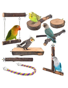 Posaderos de Madera Natural para Aves DBNESS - 8 Piezas