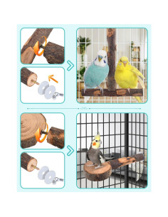 Posaderos de Madera Natural para Aves DBNESS - 8 Piezas 2