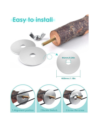 Posaderos de Madera Natural para Aves DBNESS - 8 Piezas