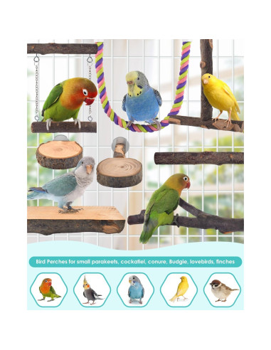 Posaderos de Madera Natural para Aves DBNESS - 8 Piezas