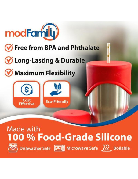 Tapa de Vaso de Silicona ModFamily - 3 Colores, A prueba de Derrames