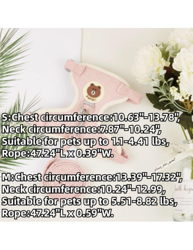 Conjunto Arnés y Correa Ajustable para Conejo Copfeu Rojo M