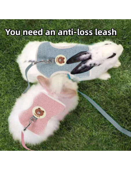 Conjunto Arnés y Correa Ajustable para Conejo Copfeu Rojo M