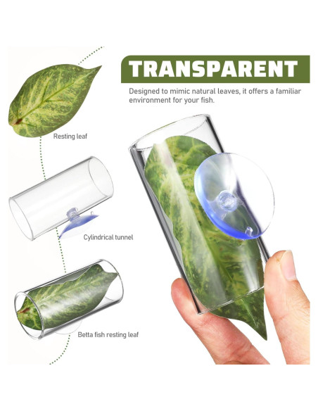 Escondite para Peces Betta Kisangel con Hoja y Ventosa 8x4cm