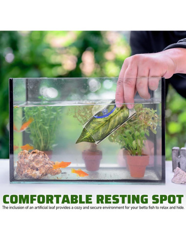 Escondite para Peces Betta Kisangel con Hoja y Ventosa 8x4cm
