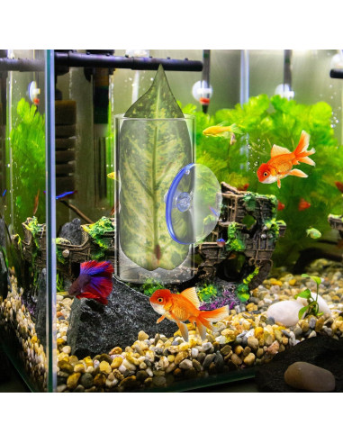 Escondite para Peces Betta Kisangel con Hoja y Ventosa 8x4cm