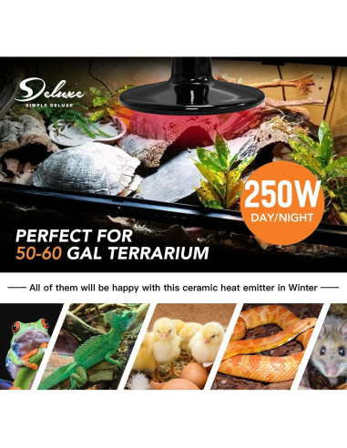 Emisor de Calor Cerámico Simple Deluxe 250W para Reptiles