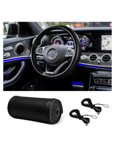 Cubierta de Volante de Cuero HEVLE 15" Universal Negro