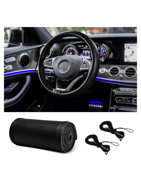 Cubierta de Volante de Cuero HEVLE 15" Universal Negro