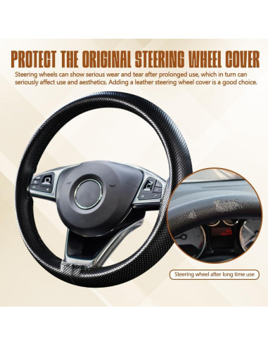 Cubierta de Volante de Cuero HEVLE 15" Universal Negro