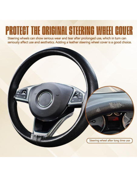 Cubierta de Volante de Cuero HEVLE 15" Universal Negro