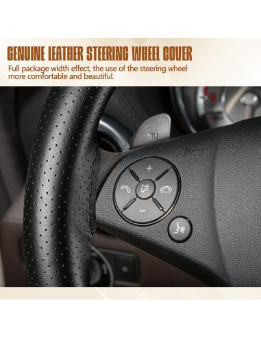 Cubierta de Volante de Cuero HEVLE 15" Universal Negro