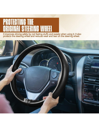 Cubierta de Volante de Cuero HEVLE 15" Universal Negro