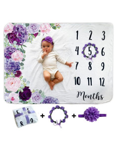 Manta de Hitos Mensuales NOVO baby 101.6x129.5 cm Floral Morado
