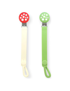 Clip Sujetador Chupete RaZbaby Silicona 2 Piezas Rojo Verde