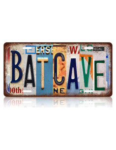 Placa de Licencia Vintage Bat Cave Aluminio 30.48x15.24cm