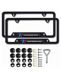 Juego de 2 Marcos de Placas de Licencia QOMAGO Aluminio Negro