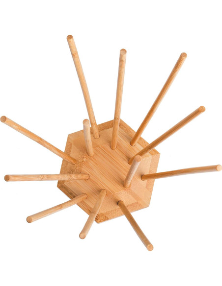 Soporte de Secado de Bambú Elsjoy para Botellas y Bolsas - 2 Piezas