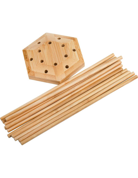 Soporte de Secado de Bambú Elsjoy para Botellas y Bolsas - 2 Piezas