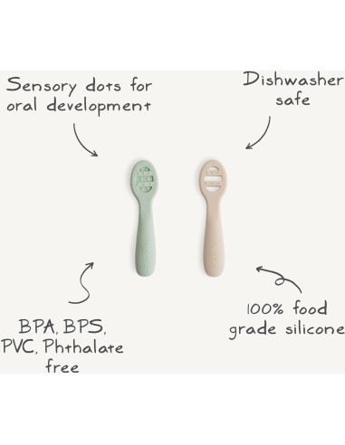 Cucharas de Silicona Mushie para Primera Alimentación - 2 Piezas