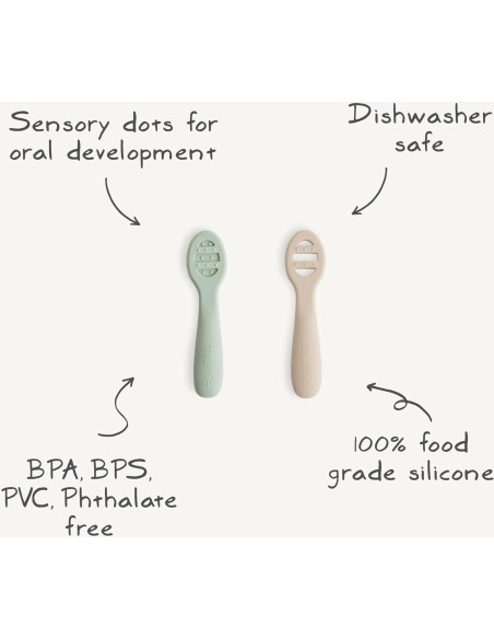 Cucharas de Silicona Mushie para Primera Alimentación - 2 Piezas