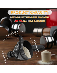 Paquete de 2 embudos para proteína Tantanle 50ml portátiles 2
