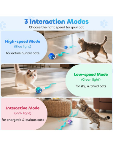 Bola de Juguete Interactiva para Gatos DDXCOO, Recargable USB