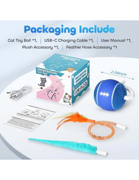 Bola de Juguete Interactiva para Gatos DDXCOO, Recargable USB