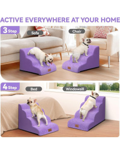 Escalera para Perros Zerbuger 3 Pasos Púrpura 40.64 cm 2