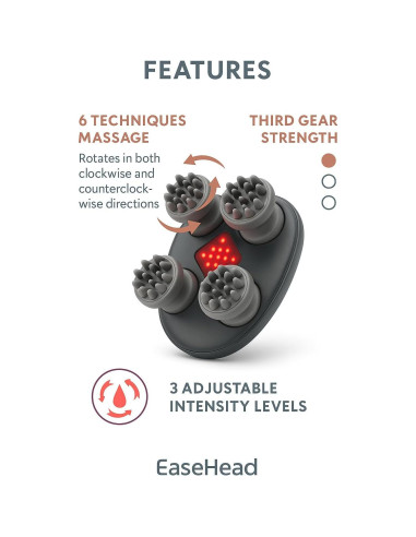 Masajeador Eléctrico EaseHead Inalámbrico para Cuero Cabelludo - Oro