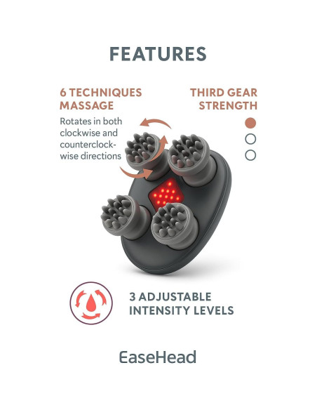 Masajeador Eléctrico EaseHead Inalámbrico para Cuero Cabelludo - Oro