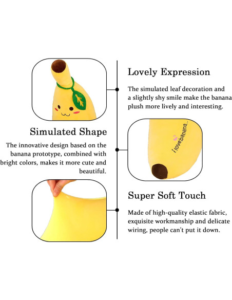 Almohada de Pluche Plátano Zhidiloveyou 34.8 cm Suave