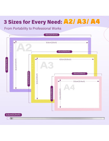 Caja de Luz ZEXALIGHT A4 Rosa con 8 Niveles y 3 Modos