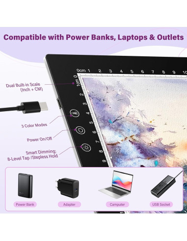 Caja de Luz ZEXALIGHT A4 Rosa con 8 Niveles y 3 Modos