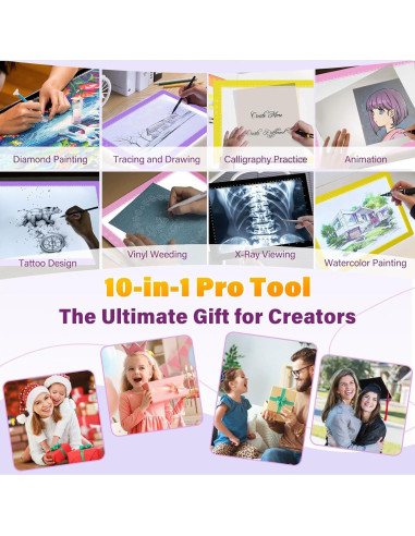 Caja de Luz ZEXALIGHT A4 Rosa con 8 Niveles y 3 Modos