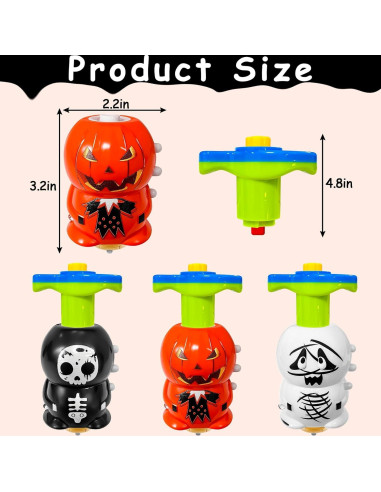 Paquete de 3 Trompos Iluminados Halloween AMENON 12 cm