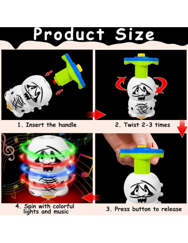 Paquete de 3 Trompos Iluminados Halloween AMENON 12 cm