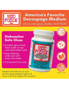 Mod Podge 8 Oz a Prueba de Lavavajillas Brillante - Sellador y Pegamento 2