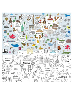 Póster Mapa Mundial para Colorear YiiiGoood 83x137 cm