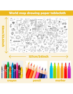 Póster Mapa Mundial para Colorear YiiiGoood 83x137 cm 2